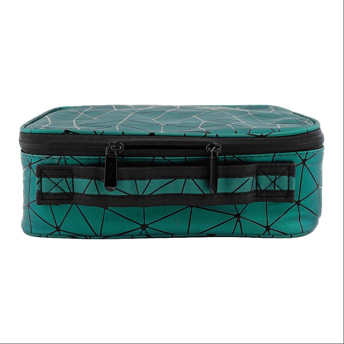 AJF PU Diamond Print Cosmetic Bag Organizer, Large, 25 x 22 x 8cm, Green