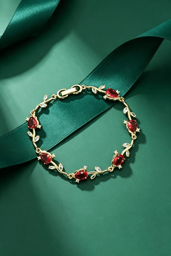 Premium Cubic Zircons & Gems Floral Style Bracelet