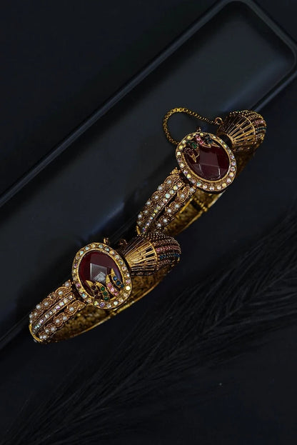 2 Pcs Antique Ottoman Style Gems Kangan