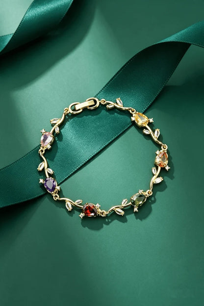 Premium Cubic Zircons & Gems Floral Style Bracelet