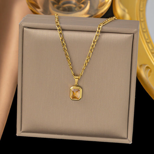 SS-11509 - Yellow Diamond Square - Necklace