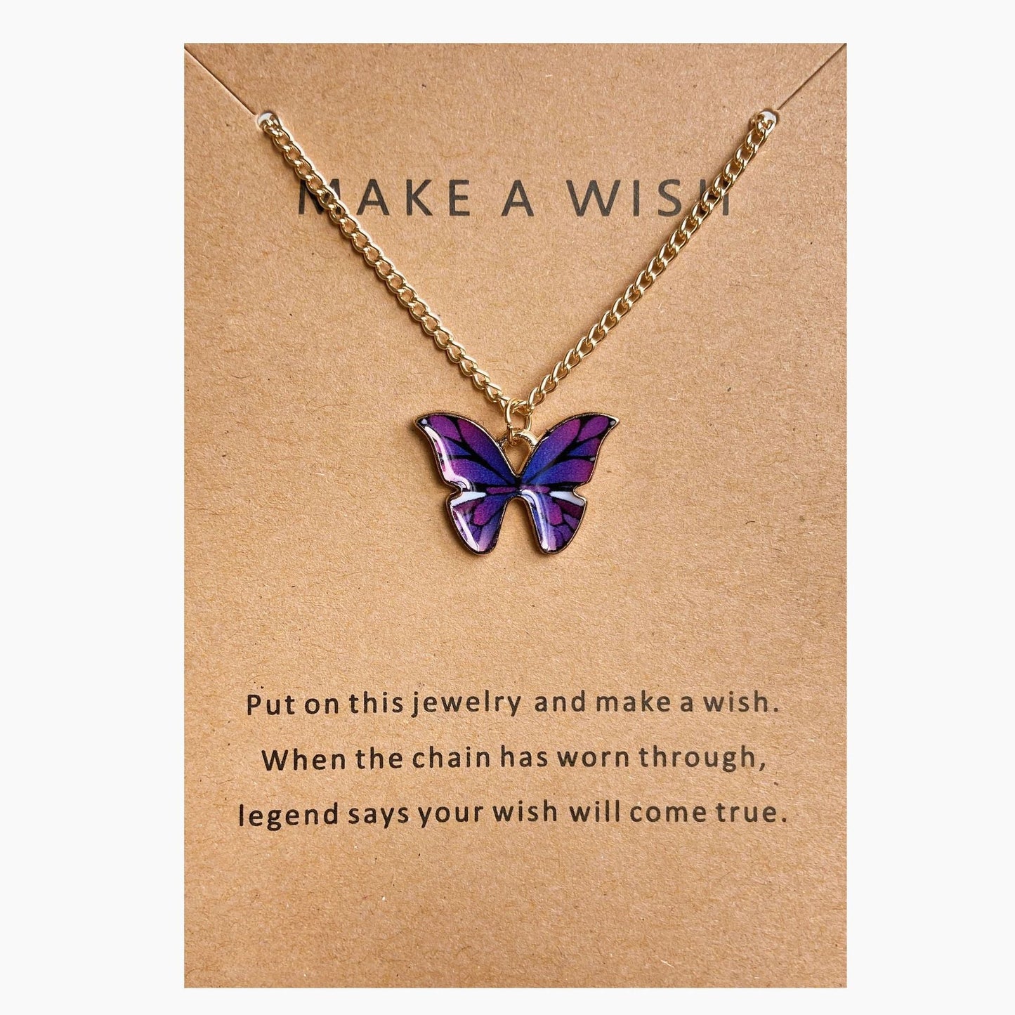 UNI-10635-2 - Purple Butterfly Gold - Necklace