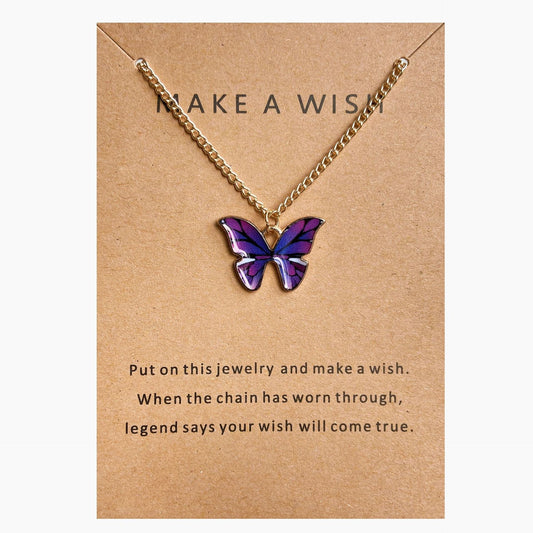 UNI-10635-2 - Purple Butterfly Gold - Necklace