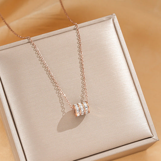 SS-12007 - Circle Diamonds Rose Gold - Necklace