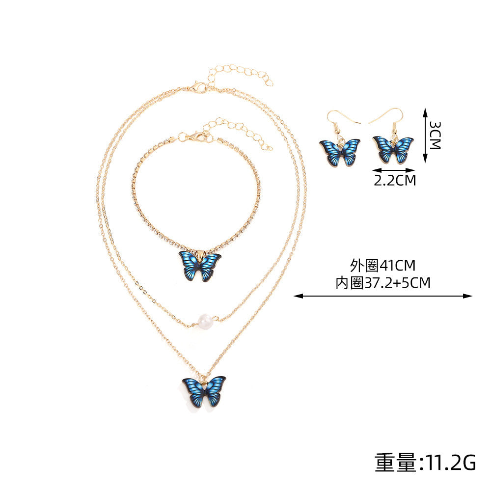 UNI-10542 - Blue Butterfly Gold - Jewelry Set