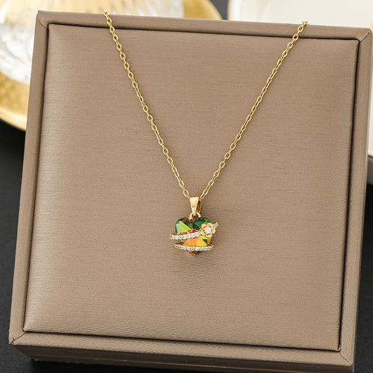 SS-11885 - Crystal Multi Heart Diamond Gold - Necklace