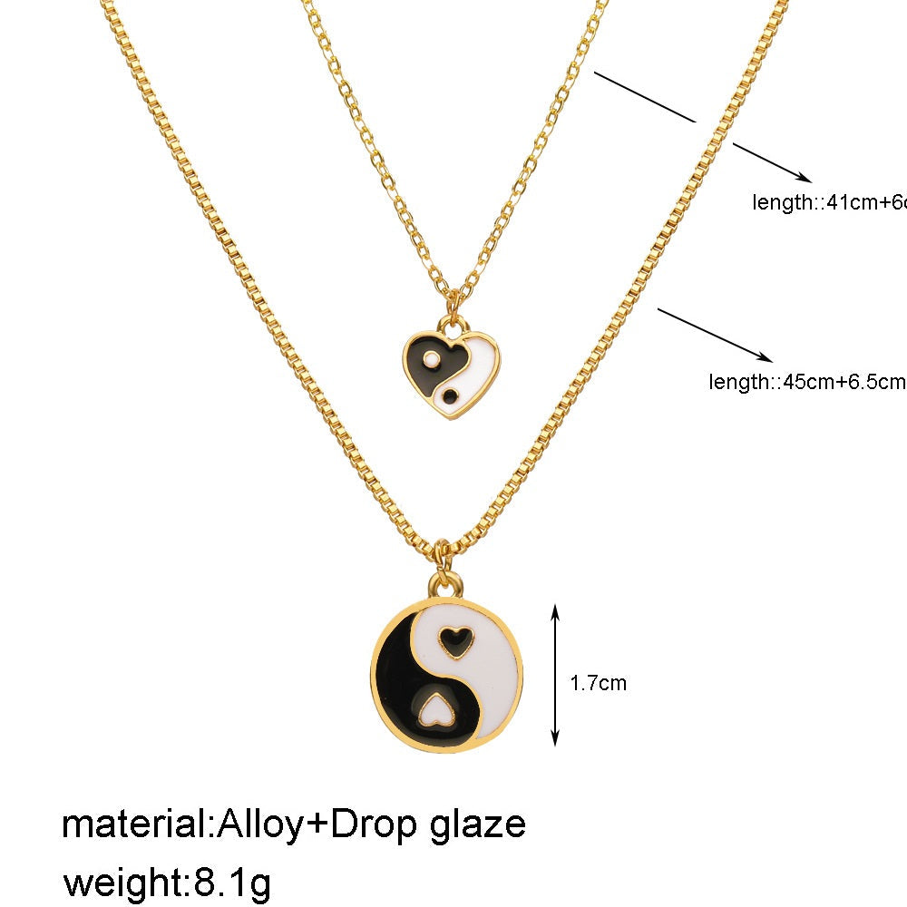 UNI-10661 - Yin & Yang Black - Necklace Set Of 2