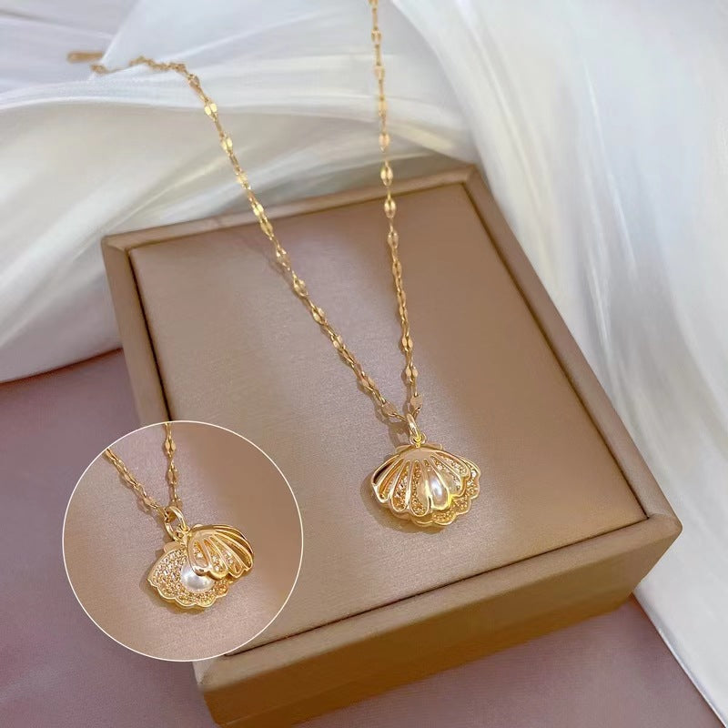 UNI-11022 - Pearl Sea Shell Gold - Necklace