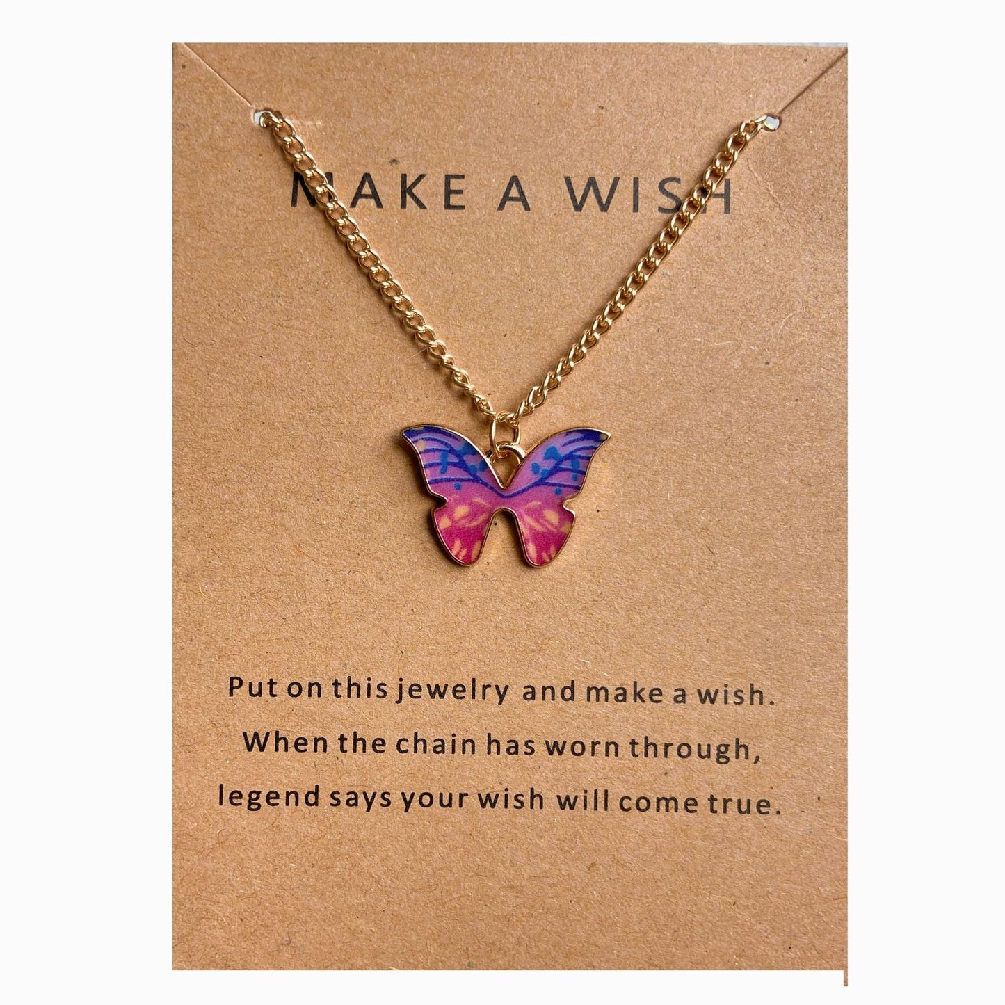 UNI-10635-1 - Pink Butterfly Gold - Necklace