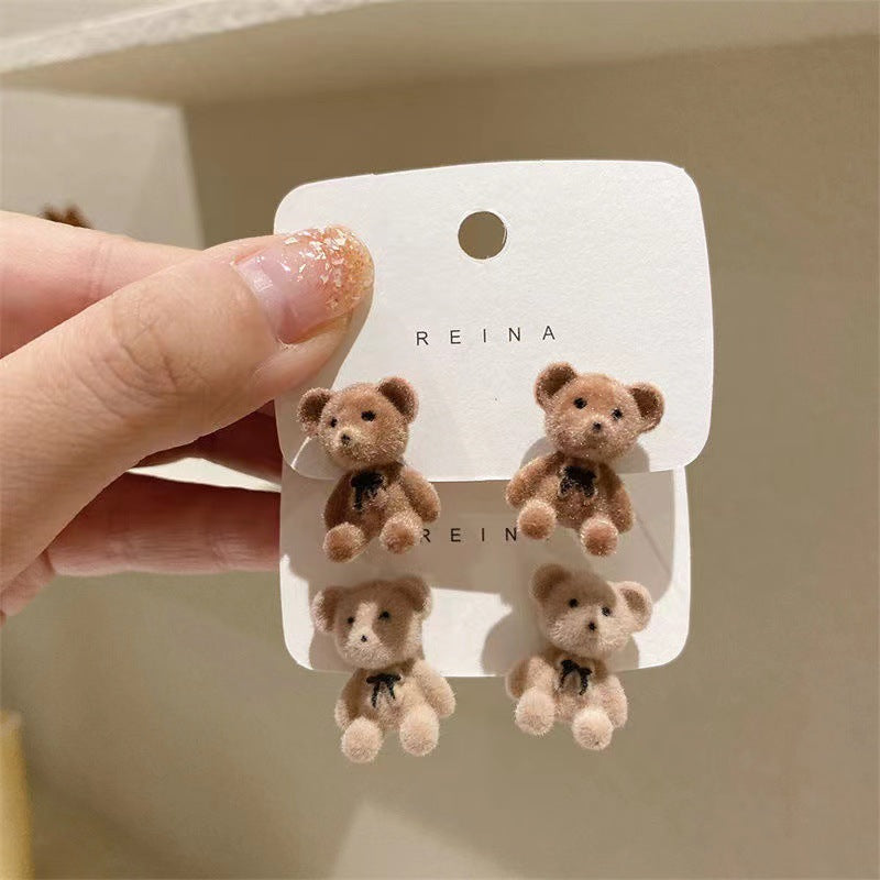 UNI-10411-1 - Brown Cute Bear - Earring