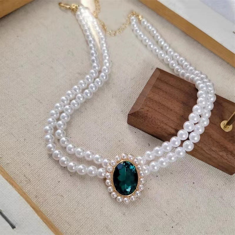 UNI-11025 - Luxury Diamond & Beaded Pearls Gold - Jewelry Set