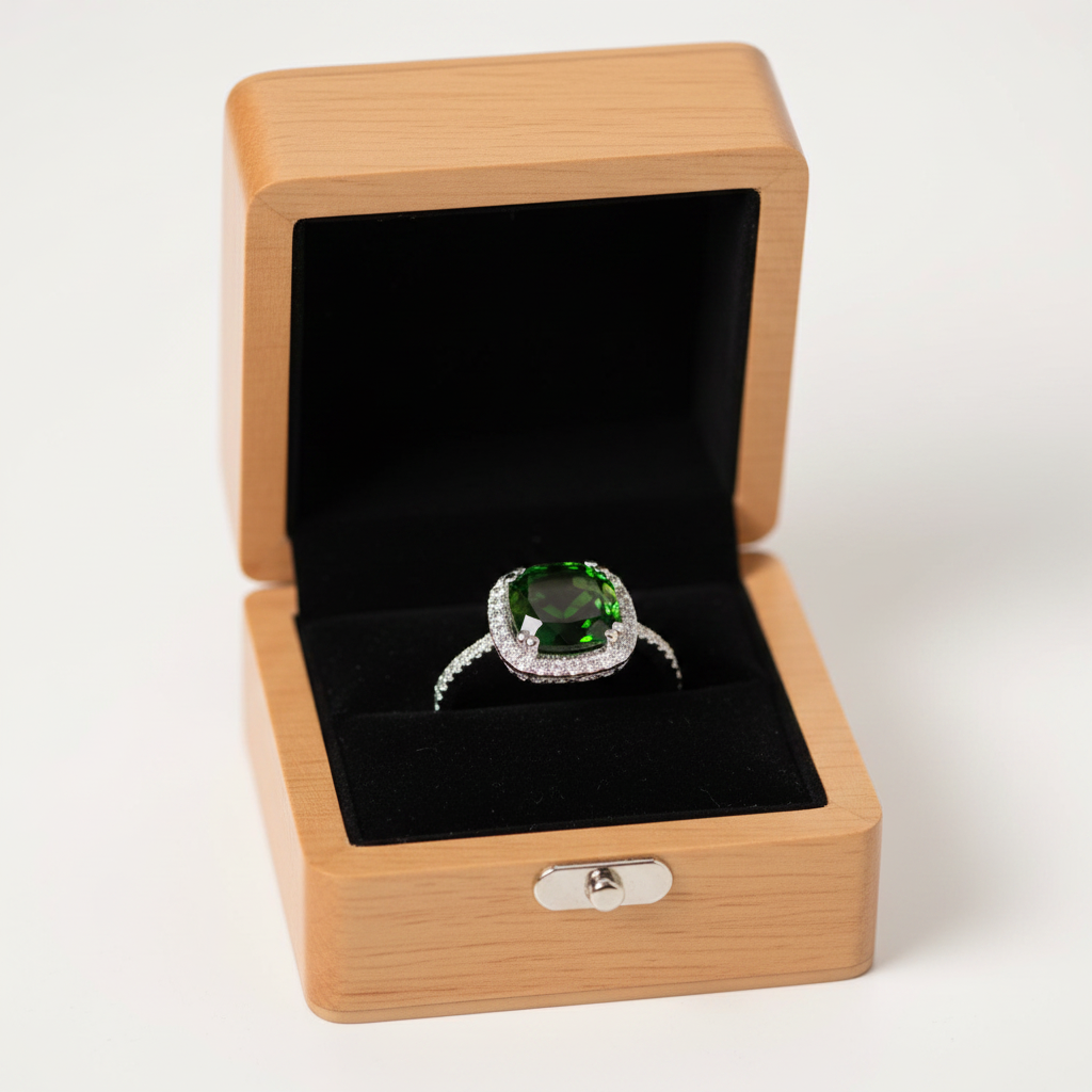 UNI-11923 - Green Diamond Silver - Ring