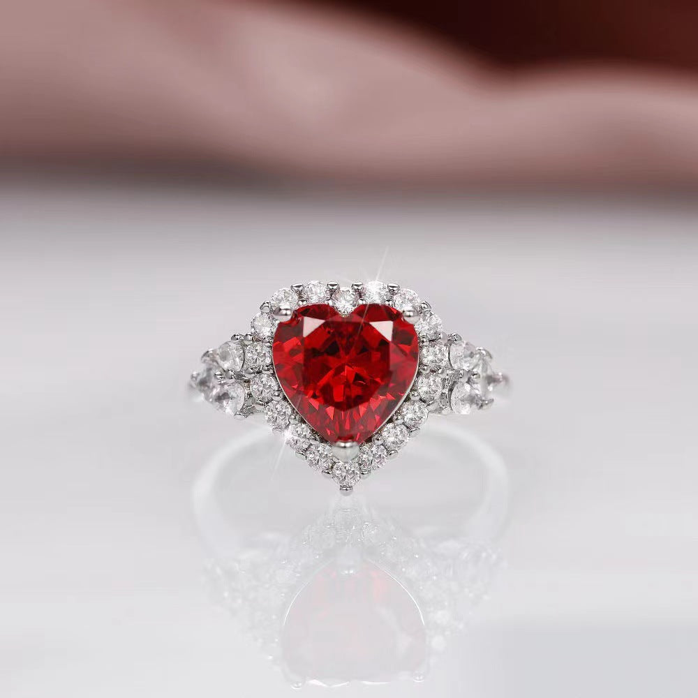 UNI-11039 - Heart Maroon Dimond - Jewelry Set