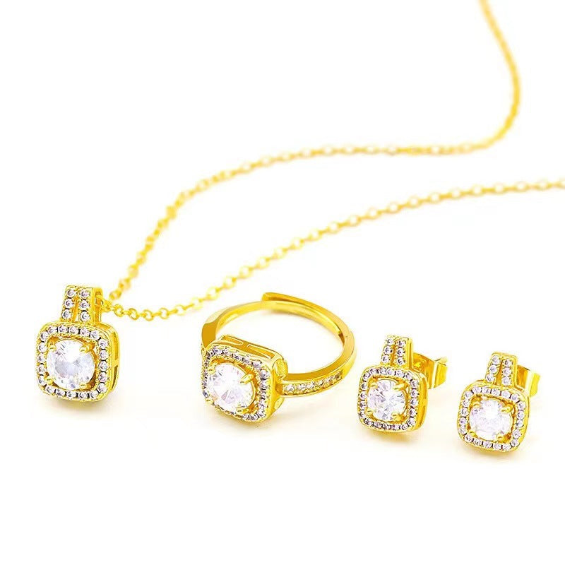 UNI-11024 - Square Diamond Gold - Jewelry Set