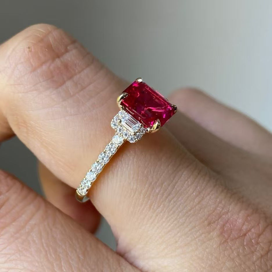 UNi-11914 - Hot Pink Diamond Gold - Ring