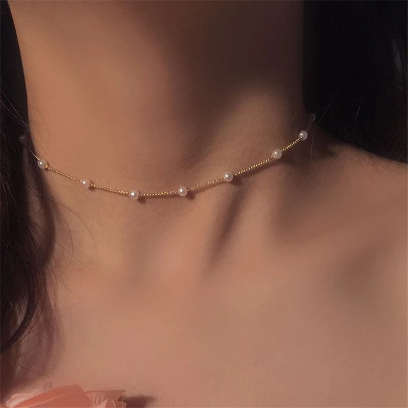 UNI-10642 - Pearly Gold Chain - Necklace