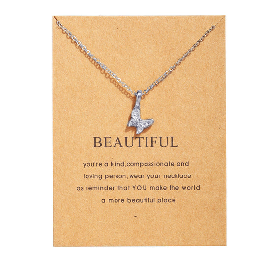 UNI-10632-1 - Silver Beautiful Butterfly - Necklace