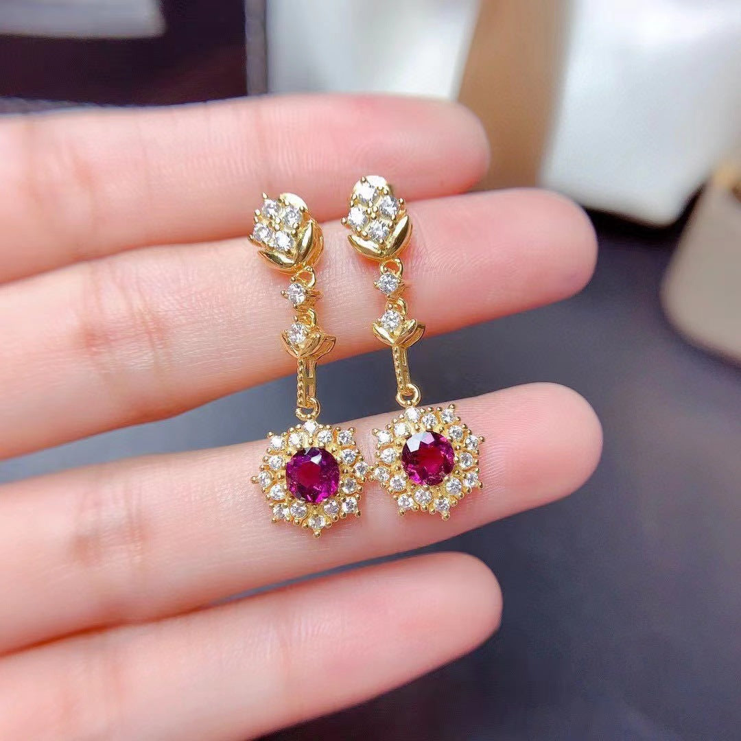 UNI-11044 - Maroon Diamond Silver - Jewelry Set