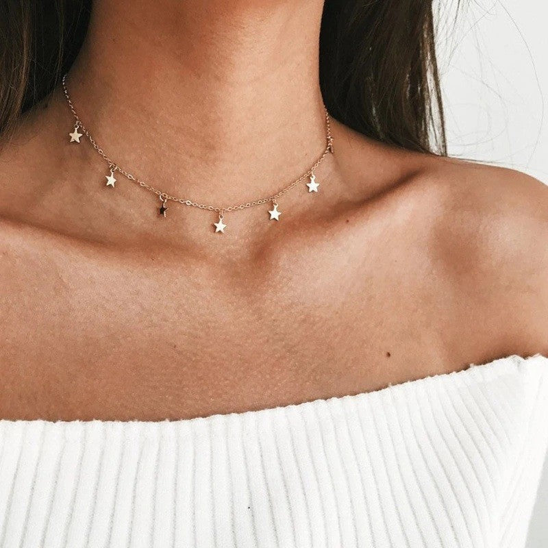 UNI-10618-1 - Gold Stars - Necklace