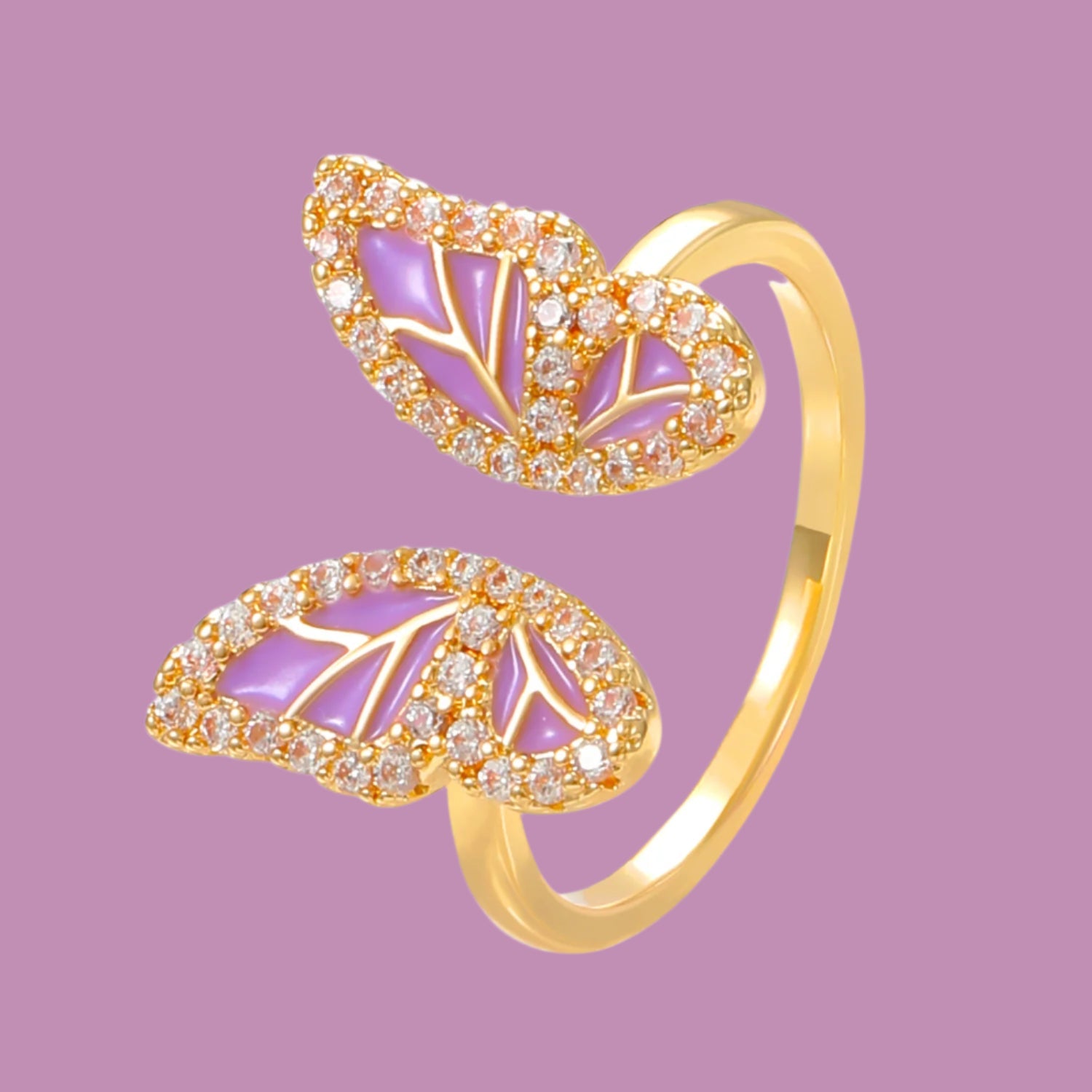 UNI-10958 - Purple Butterfly Gold - Ring