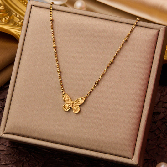SS-10813 - Butterfly Gold Bead - Necklace
