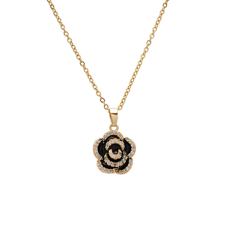 UNI-11027 - Black Flower Gold - Jewelry Set