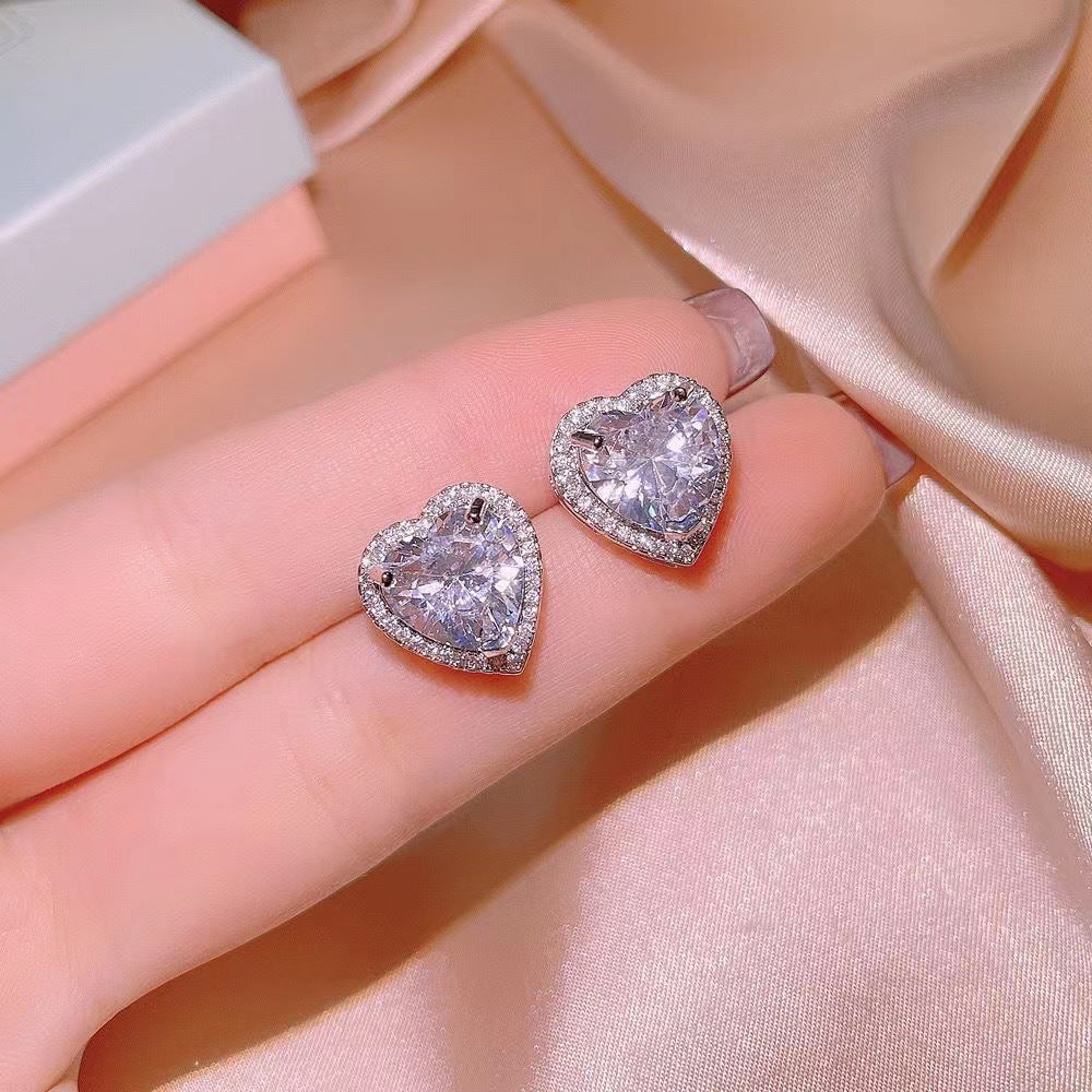 UNI-11021 - Crystal Heart Diamond Silver - Jewelry Set
