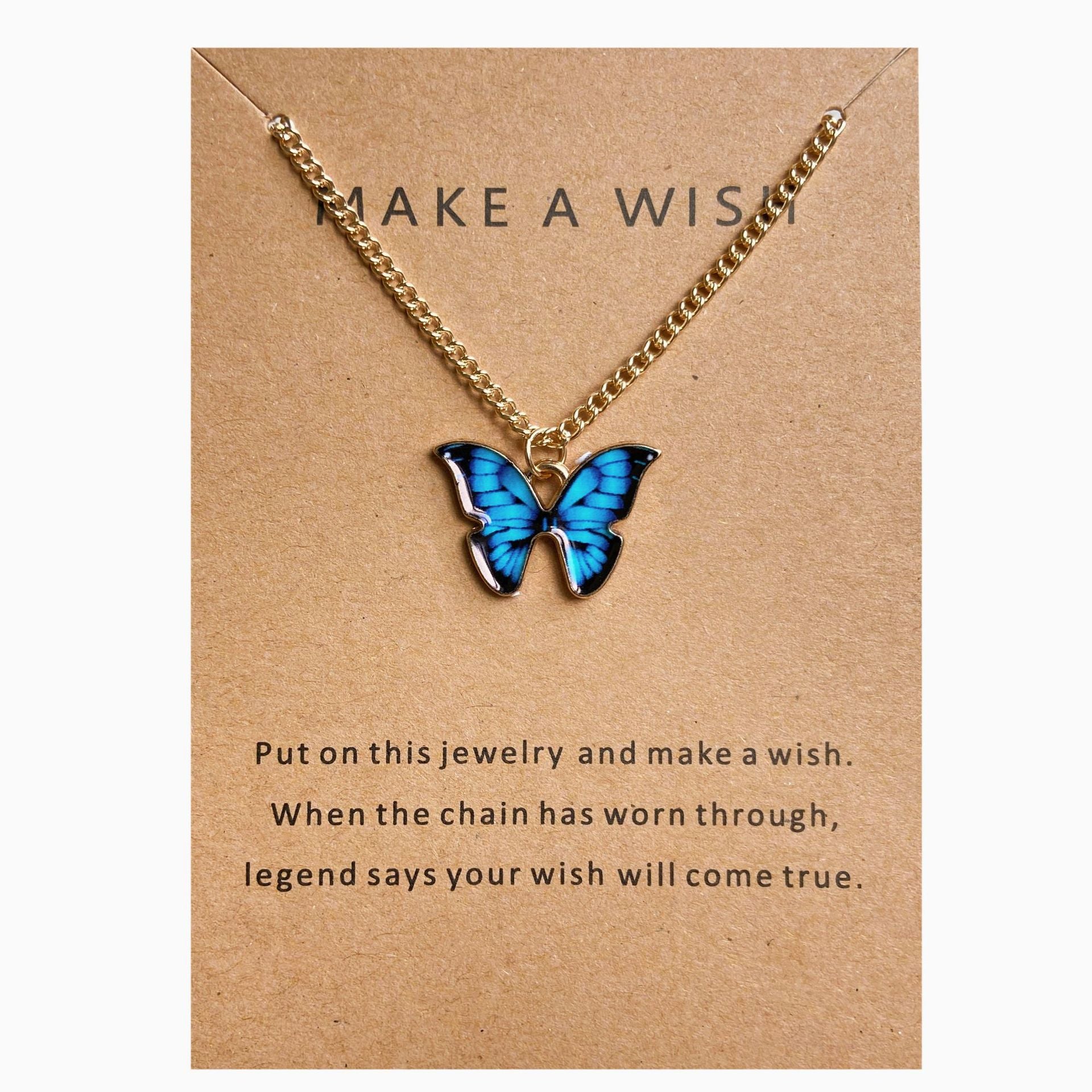 UNI-10635 - Blue Butterfly Gold - Necklace