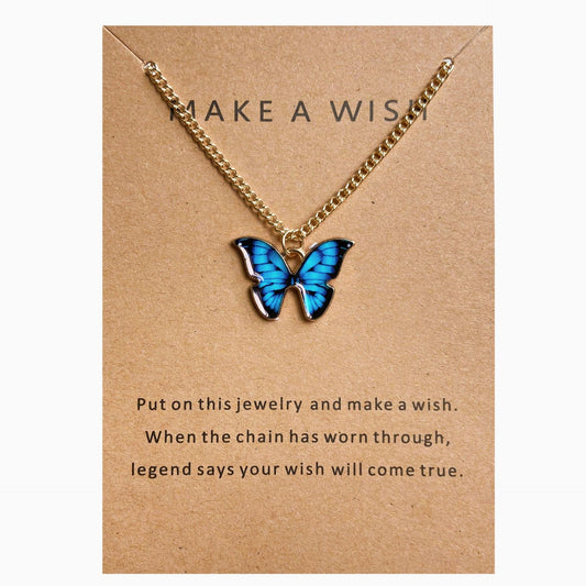 UNI-10635 - Blue Butterfly Gold - Necklace