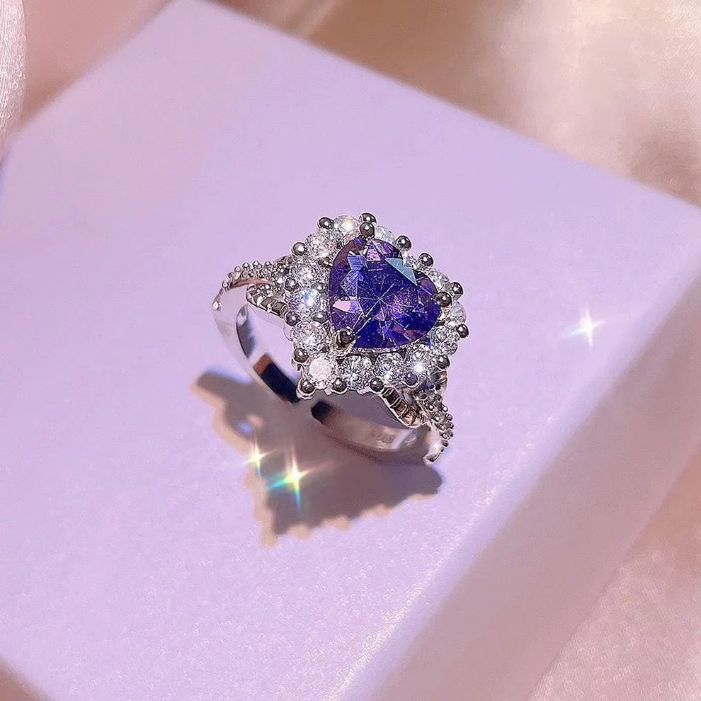 UNI-11038-3 - Heart Purple Dimond - Ring