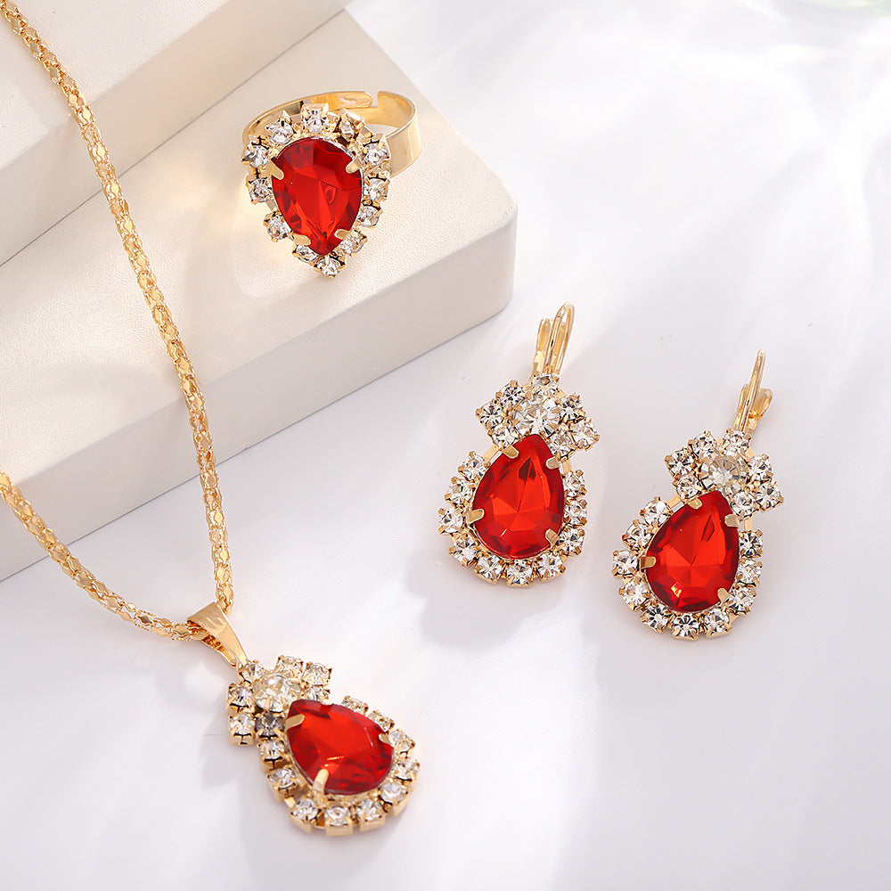 UNI-11289 - Red Diamond Gold - Jewelry Set