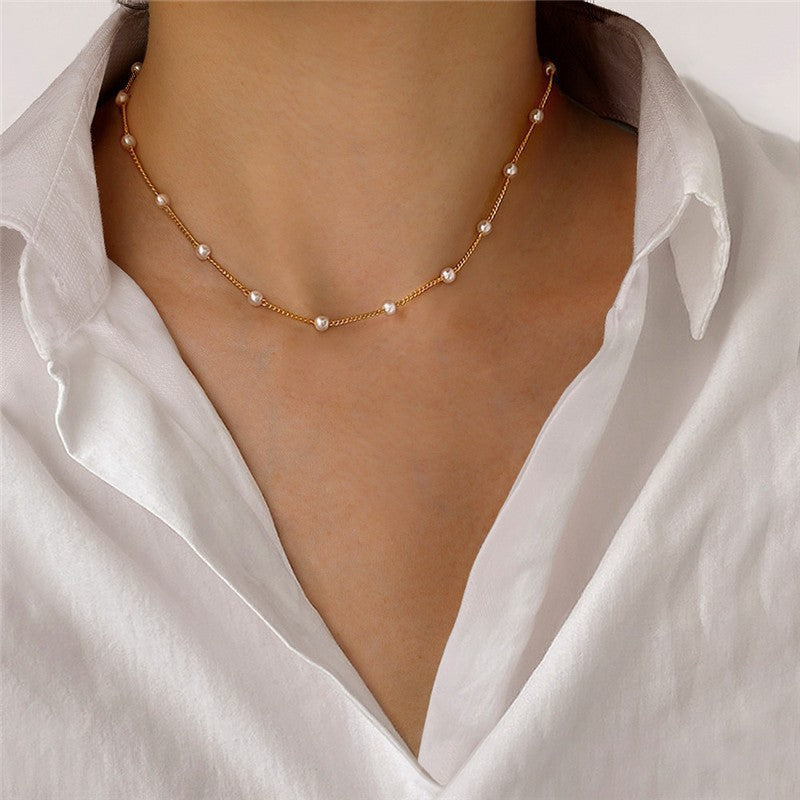 UNI-10642 - Pearly Gold Chain - Necklace