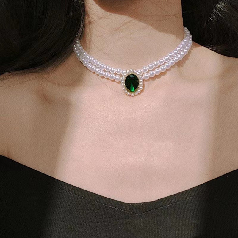 UNI-11025 - Luxury Diamond & Beaded Pearls Gold - Jewelry Set