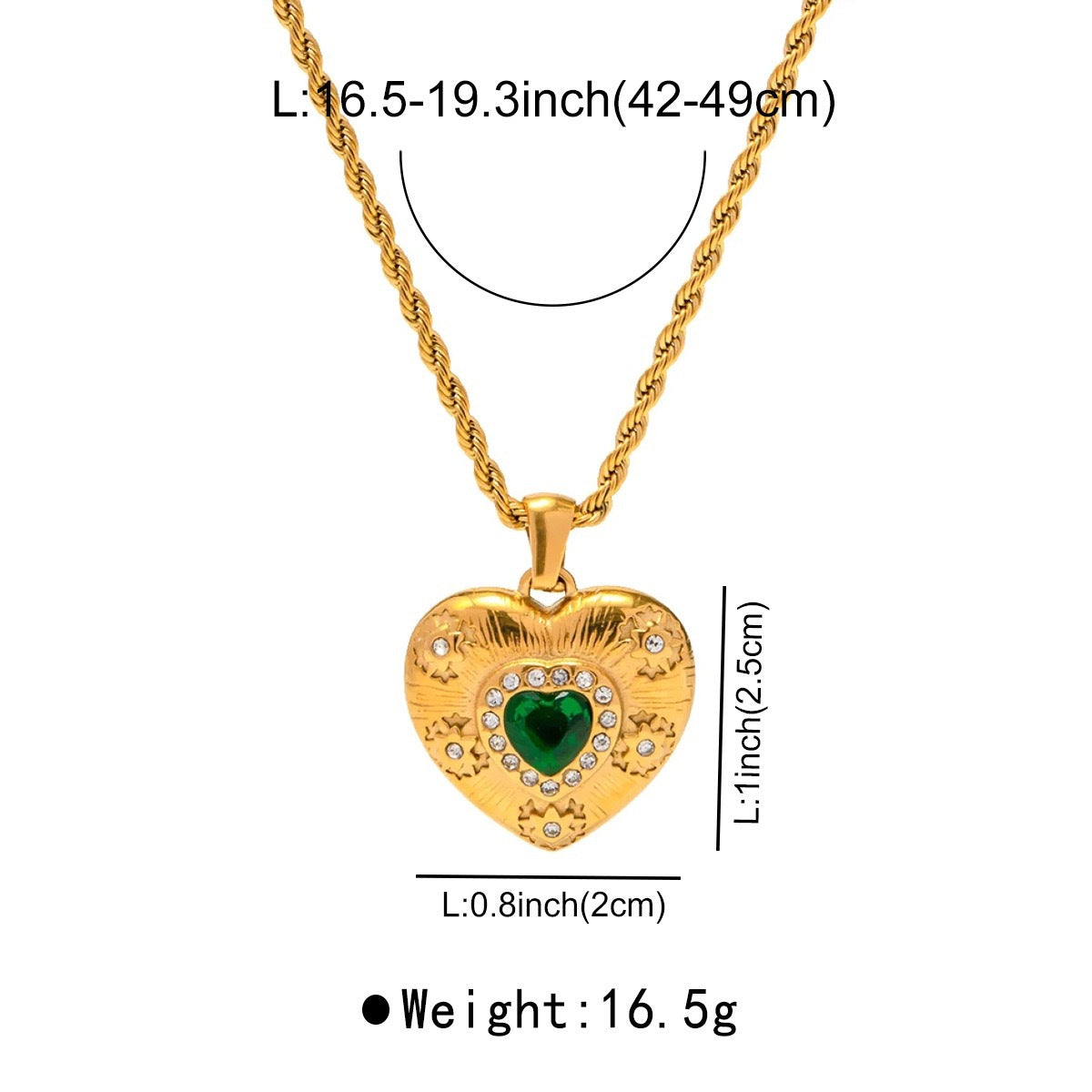 UNI-10543 - Green Crystal Diamond Gold - Jewelry Set