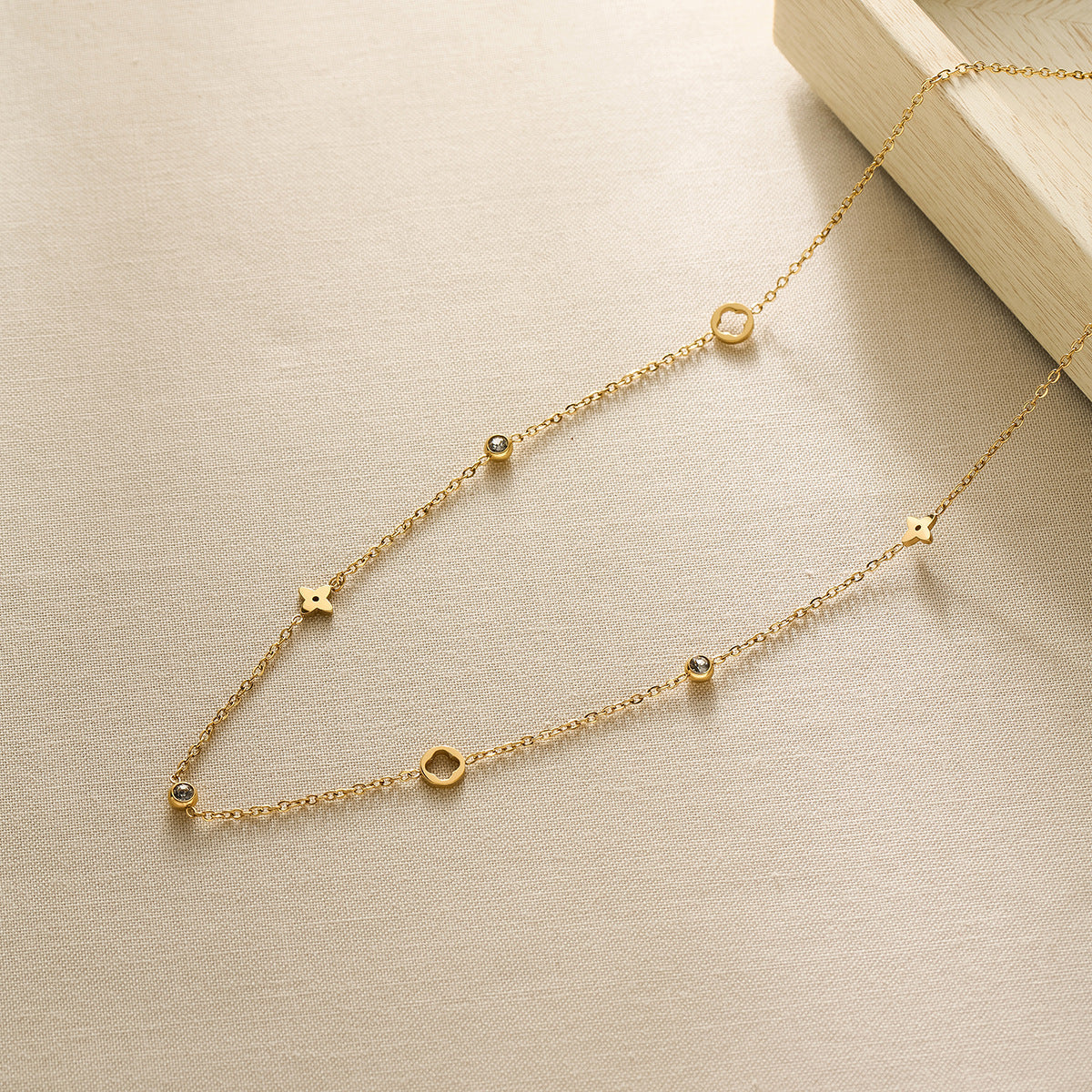 SS-11676 - Premium Gold Series Crystal Diamonds - Necklace