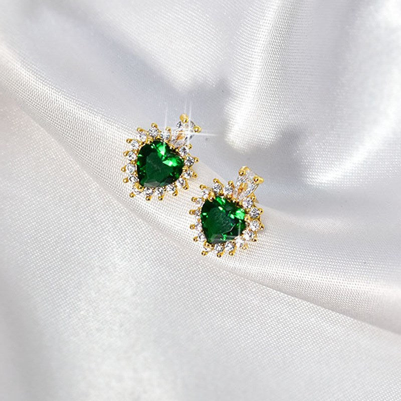 UNI-11023 - Green Diamond Heart - Jewelry Set