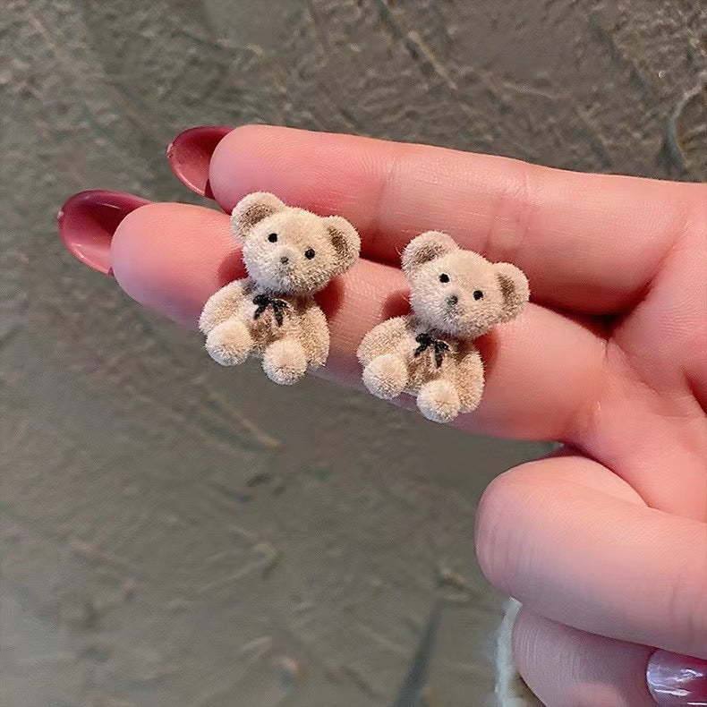 UNI-10411-2 - Light Brown Cute Bear - Earring