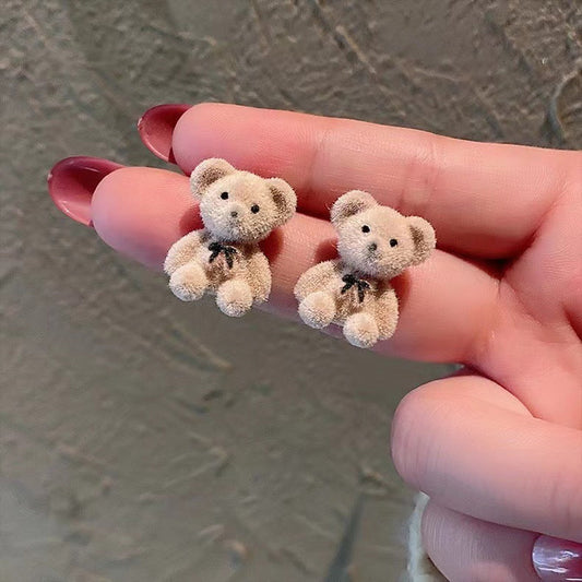 UNI-10411-2 - Light Brown Cute Bear - Earring