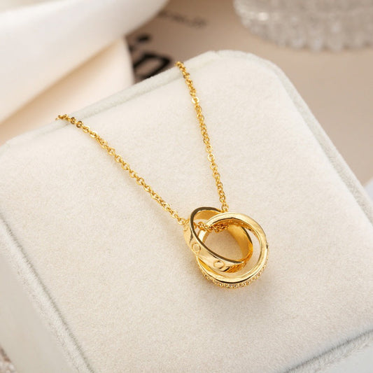 SS-11866 - Double Rings Gold - Necklace