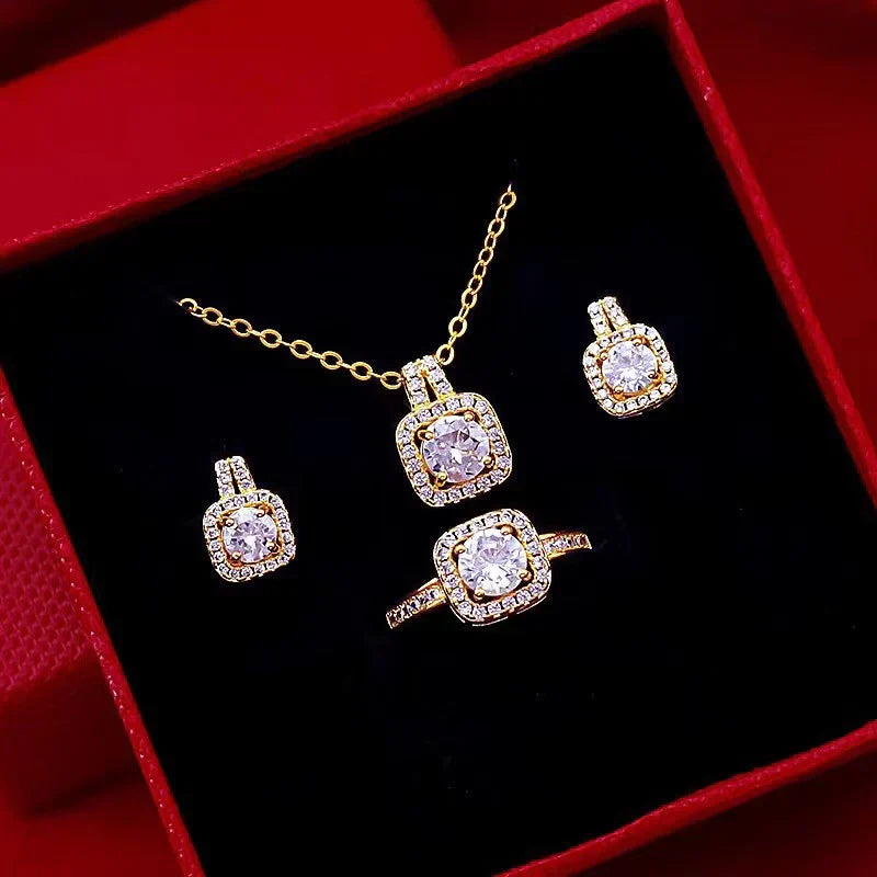 UNI-11024 - Square Diamond Gold - Jewelry Set