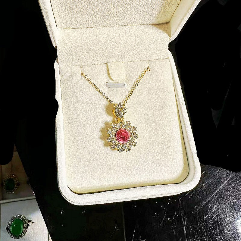 UNI-11044 - Maroon Diamond Silver - Jewelry Set