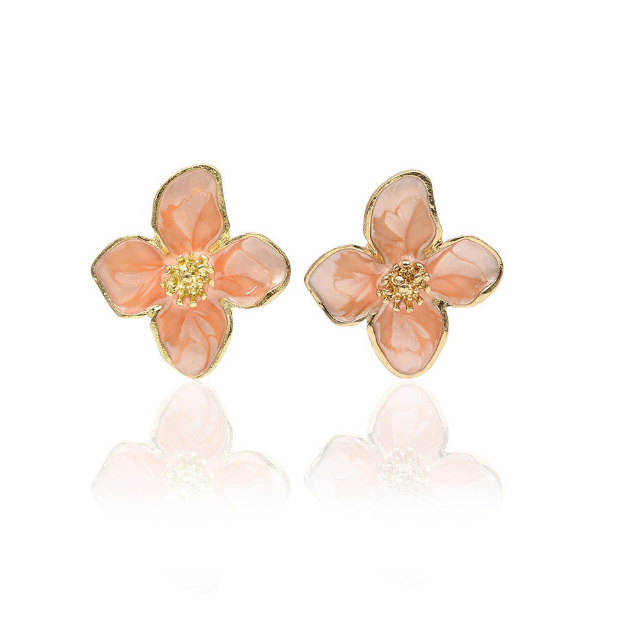 UNI-10305-2 - Pink Shiny Flower - Earring