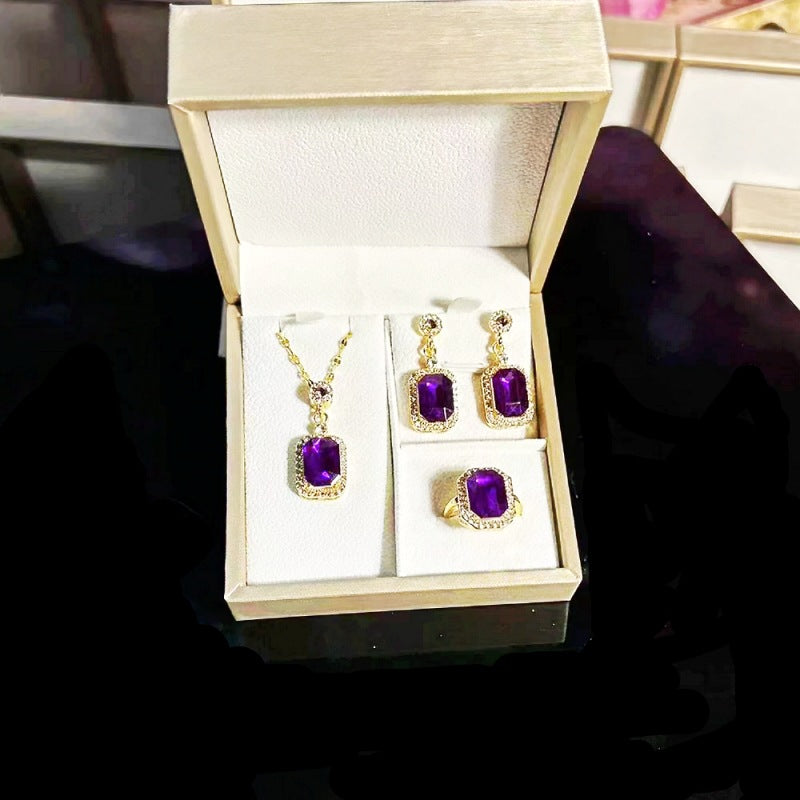 UNI-11017 - Purple Gem Gold - Jewelry Set