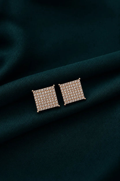 Luxury Gold Plated Micro-Paved Square Studs Earrings