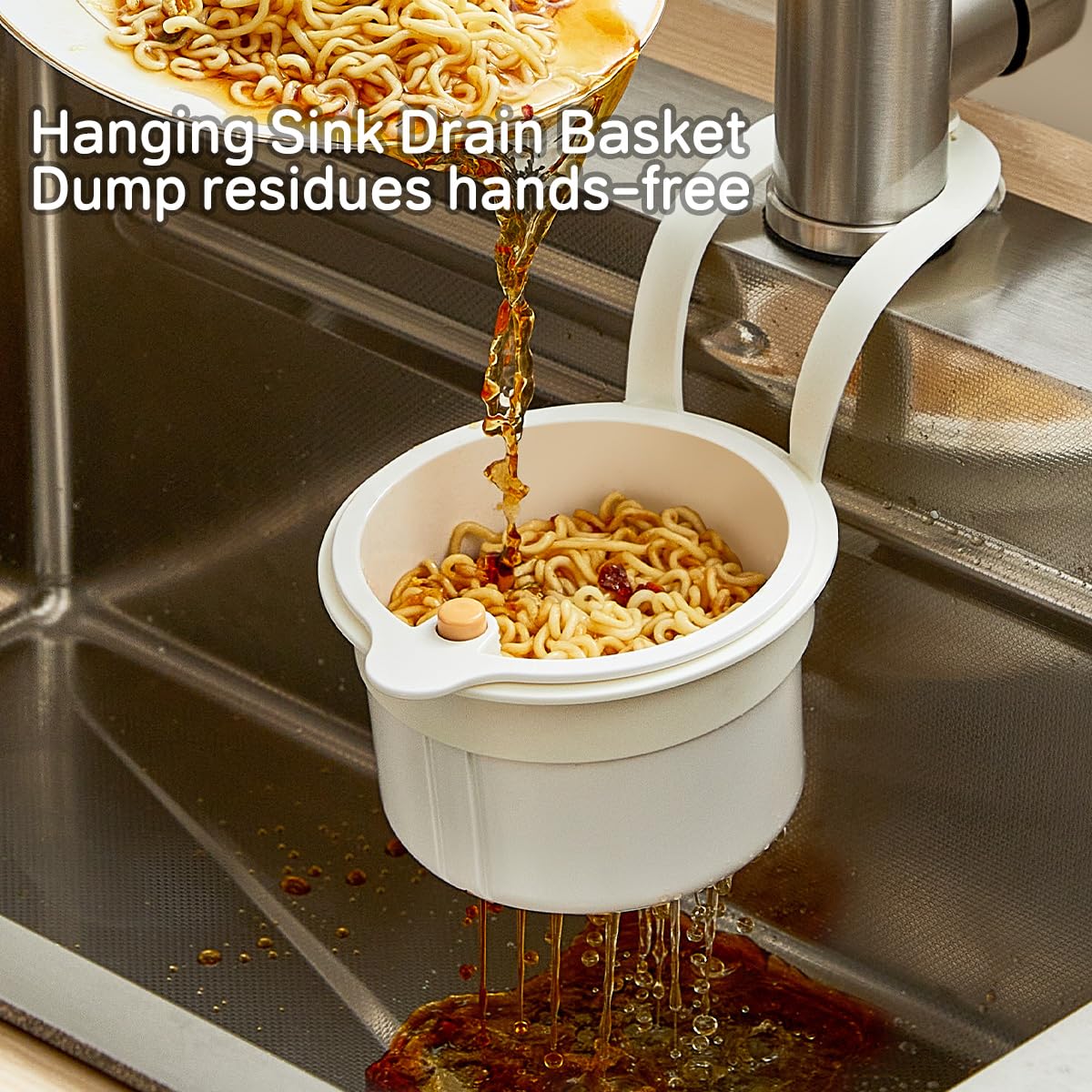 Kitchen Sink Drain Basket, Double Layer Strainer Food Waste Filter Baskets