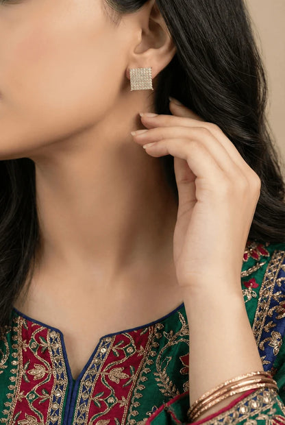 Luxury Gold Plated Micro-Paved Square Studs Earrings