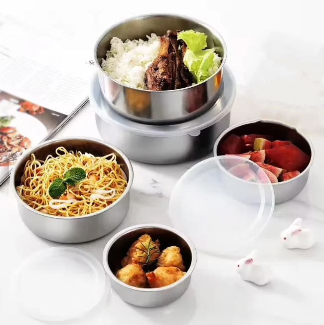 5Pcs Steel Bowls Set With Lids