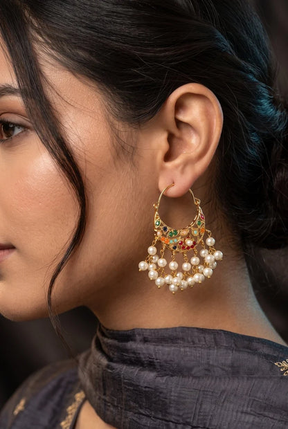Manjus Navratan Small Chand Bali Earrings