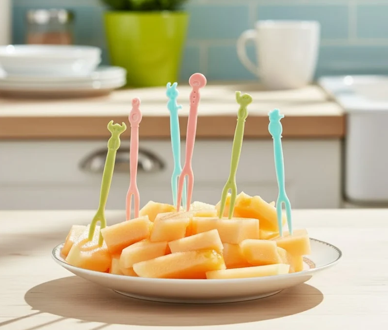 50 Pcs Fruit Forks Set with Box Reusable Mini Dessert &amp; Snack Picks