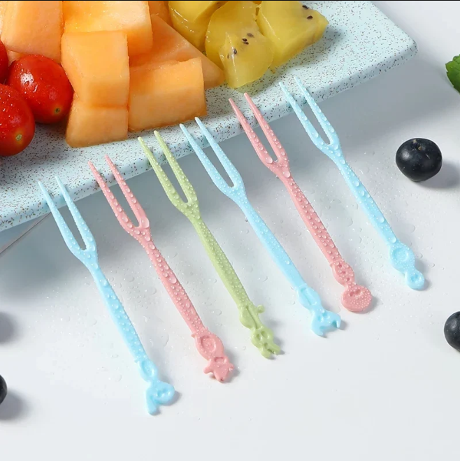 50 Pcs Fruit Forks Set with Box Reusable Mini Dessert &amp; Snack Picks